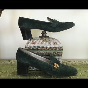 Vintage Forest Green Gucci Loafers